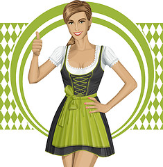 Image showing Vector Cute Woman In Drindl On Oktoberfest