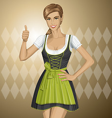 Image showing Vector Cute Woman In Drindl On Oktoberfest