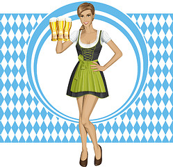 Image showing Vector Cute Woman In Drindl On Oktoberfest