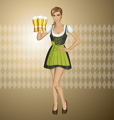 Image showing Vector Cute Woman In Drindl On Oktoberfest