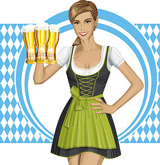 Image showing Vector Cute Woman In Drindl On Oktoberfest