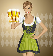 Image showing Vector Cute Woman In Drindl On Oktoberfest