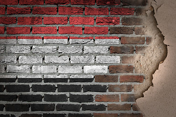 Image showing Dark brick wall with plaster - Yemen