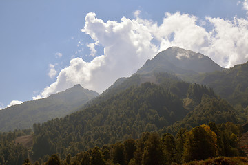 Image showing Beautiful Caucasus mountains with rich forests 