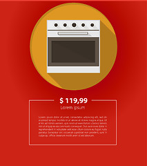 Image showing Vector ad layout for kitchen appliances. White oven.