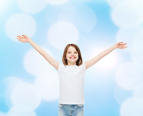 Image showing smiling little girl in white blank t-shirt