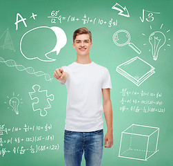 Image showing smiling young man in blank white t-shirt