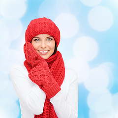 Image showing smiling young woman in winter clothes