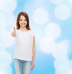 Image showing smiling little girl in white blank t-shirt