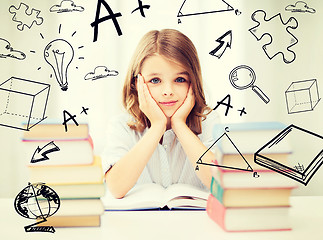 Image showing student girl studying at school