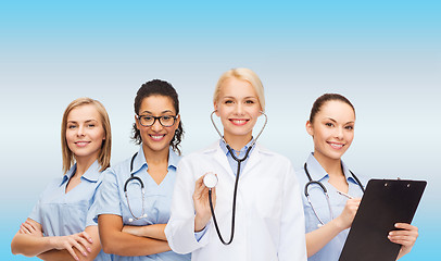 Image showing team or group of female doctors and nurses