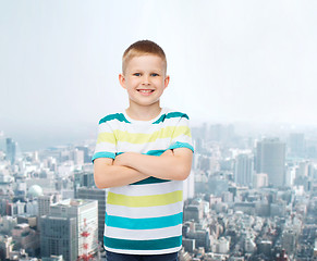 Image showing little boy in casual clothes with arms crossed