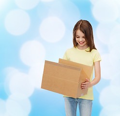 Image showing smiling little girl in white blank t-shirt