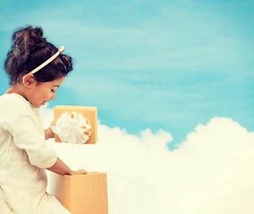 Image showing happy child girl with gift box