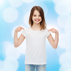 Image showing smiling little girl in white blank t-shirt