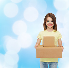 Image showing smiling little girl in white blank t-shirt