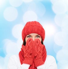 Image showing smiling young woman in winter clothes