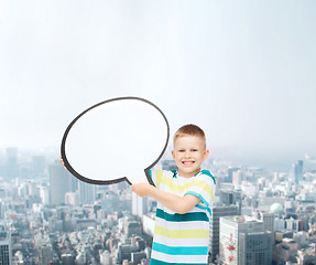 Image showing smiling little boy with blank text bubble