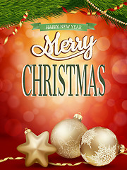 Image showing Christmas background with gold baubles. EPS 10