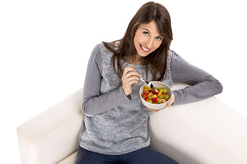 Image showing Relaxing with a fruit salad