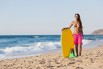 Image showing Girl with her bodyboard