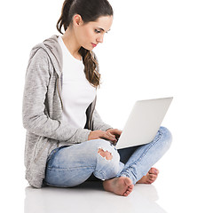 Image showing Female student with a laptop