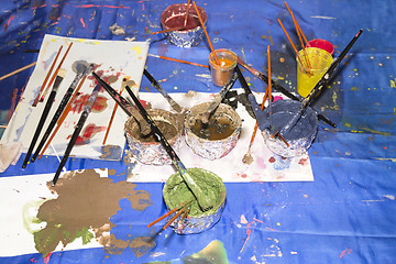 Image showing Paints and brushes 