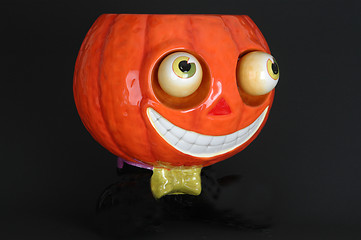 Image showing ceramic pumpkin with bow tie