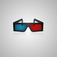 Image showing Vector illustration of black 3d cinema glasses
