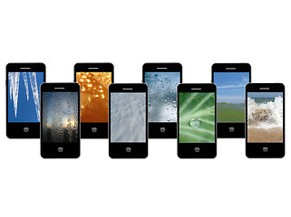 Image showing mobile phones with different phases of water