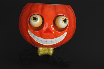 Image showing ceramic pumpkin with bow tie
