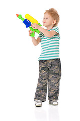 Image showing Boy with water gun