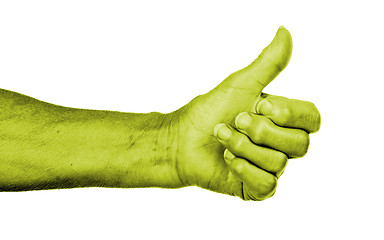 Image showing Old woman with arthritis giving the thumbs up sign