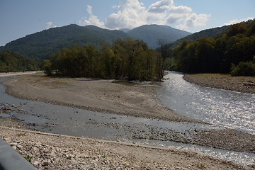 Image showing The mountain river in summer