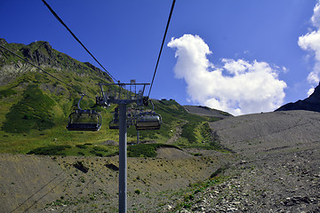 Image showing The ski lift in the mountains