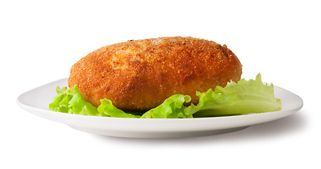 Image showing Chicken cutlet on the white plate