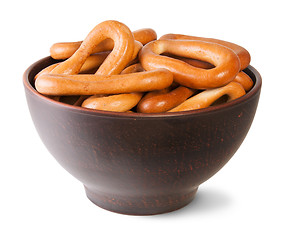 Image showing Tasty Oval Bagels Into Ceramic Bowl