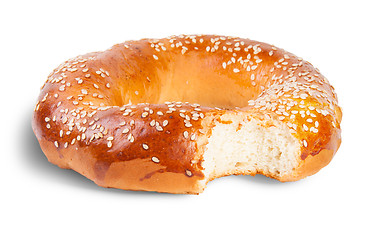 Image showing Bitten Bagel With Sesame Seeds