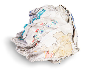 Image showing Crumpled Sheet Of Newspaper