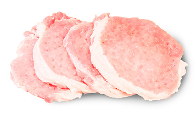 Image showing Four Raw Pork Schnitzels