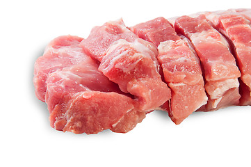 Image showing Raw Sliced Pork Meat Closeup