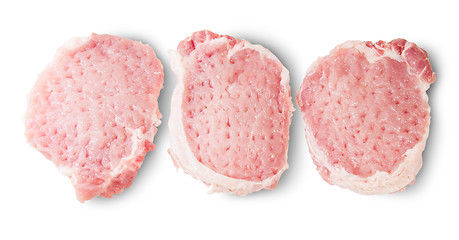 Image showing Three Raw Pork Schnitzels