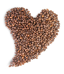 Image showing Heart Shaped Roasted Coffee Beans