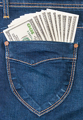 Image showing Some Dollars In A Pocket Of Jeans