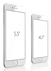 Image showing Apple Silver iPhone 6 Plus and iPhone 6