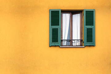 Image showing Green wooden window