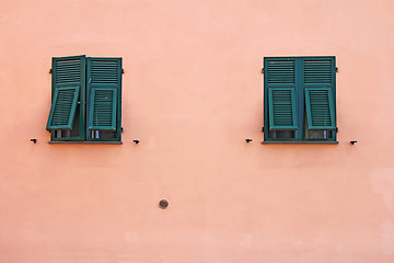 Image showing Two green windows