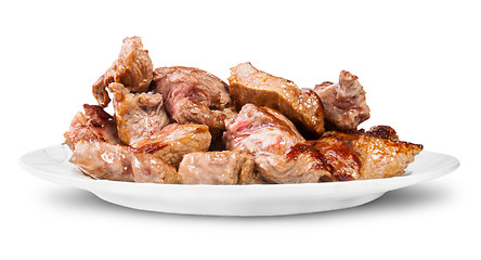 Image showing Grilled Meat On A White Plate Rotated