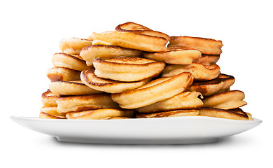 Image showing Pile Of Pancakes On A White Plate