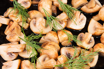 Image showing Quartered Roasted Champignons With Dill